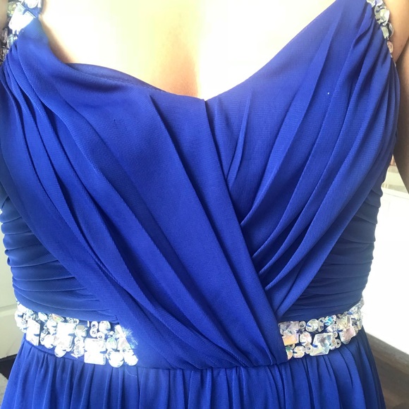 SOLD Blue formal dress gown with silver jewels - Picture 6 of 8